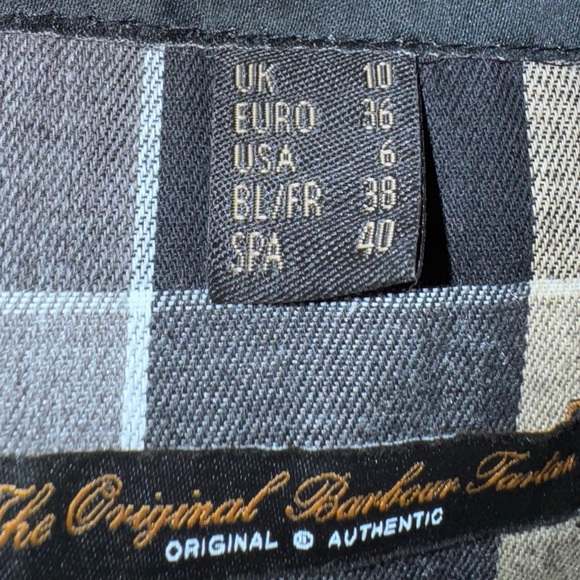 Barbour Carolyn Wax Tan / Navy Plaid Hooded Coat 6US - Picture 8 of 8